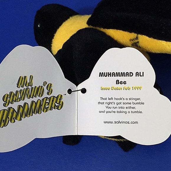 Muhammad Ali Salvinos Bammers Bear Butterfly Bee 1999 Boxing Bean Bag Plush Tags - Picture 12 of 12